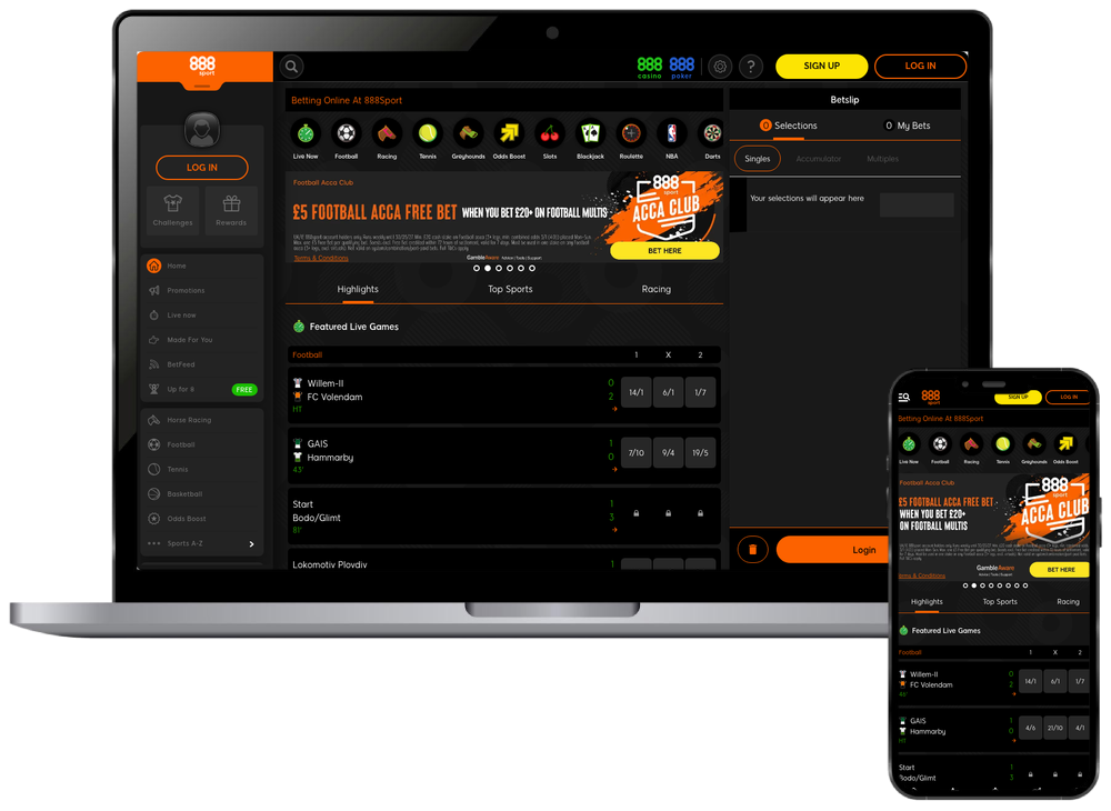 888Sport homepage shown on desktop and mobile screens